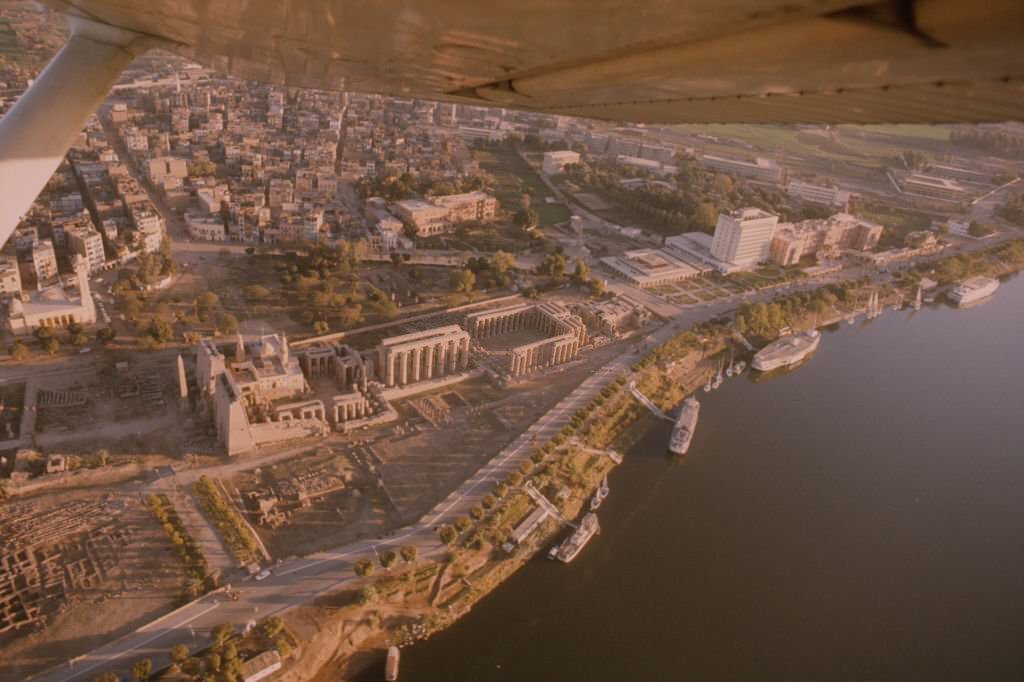 Aerial View of Luxor Temple of Thebes, Egypt, 1977.