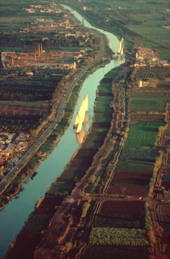 Nile river Aerial view in 1977.