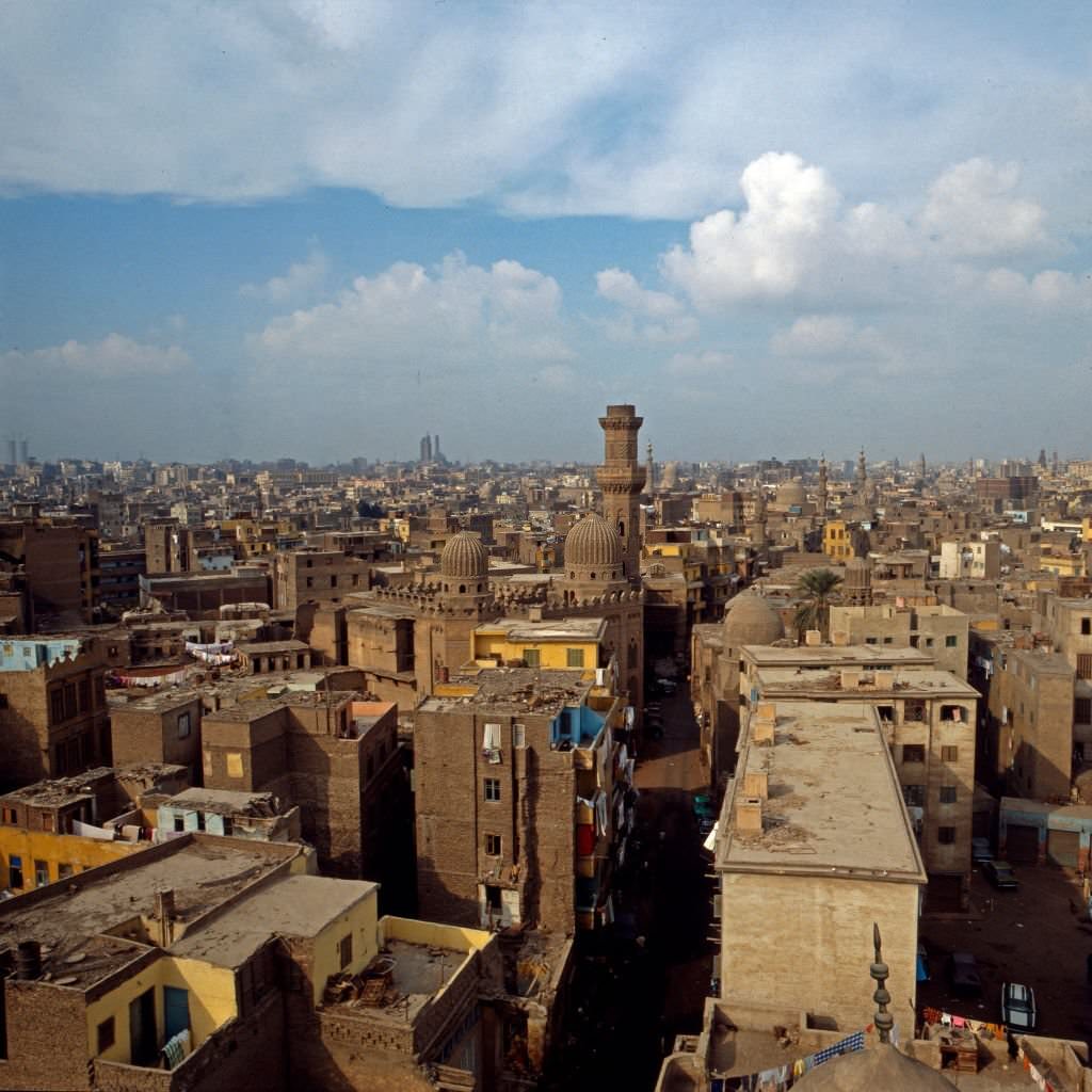 View to the old city of Cairo, Egypt, late 1970s.