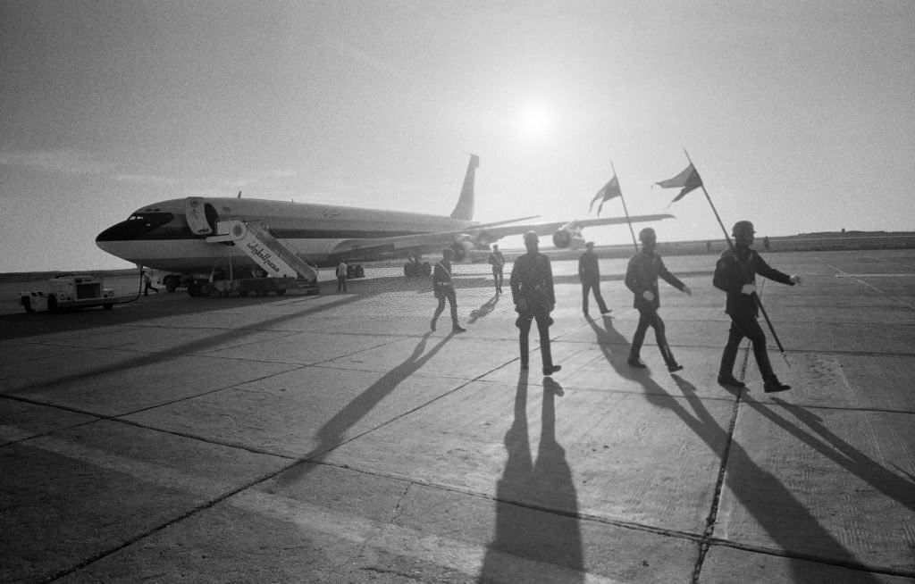 The plane of the Shah of Iran during his exile at Aswan airport on January 16, 1979, in Egypt.