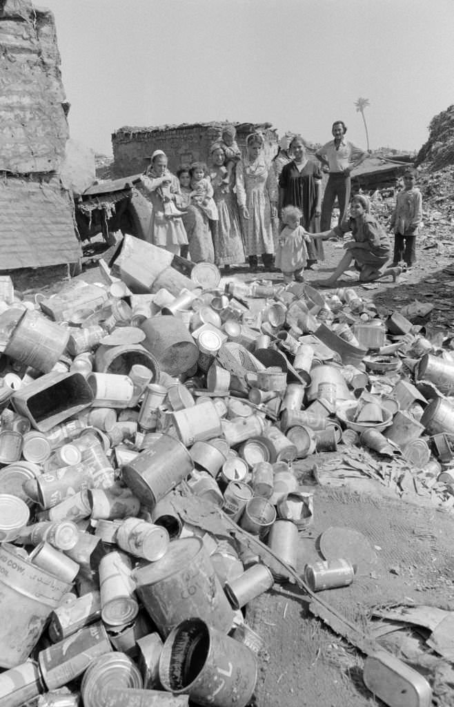 Women and children in a slum on the outskirts of Cairo in October 1978, Egypt.