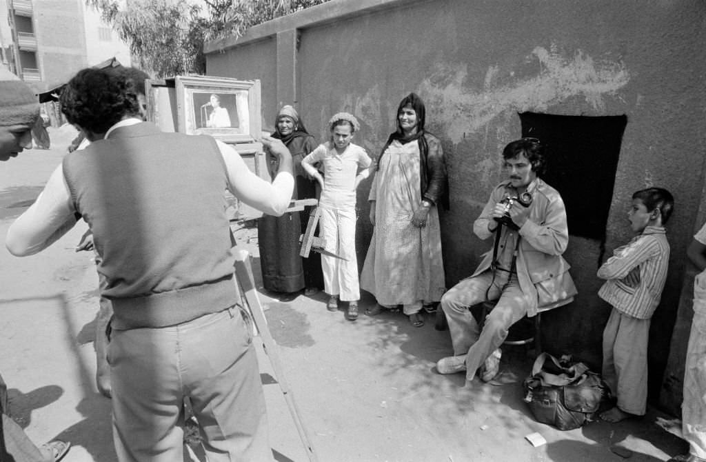 Alain Mingam photographed by a street photographer in October 1978 in Cairo, Egypt.