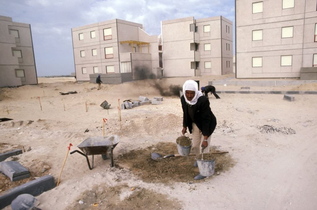 Arab laborer working in the Israeli settlement of Yamit in the Sinai, January 1978.