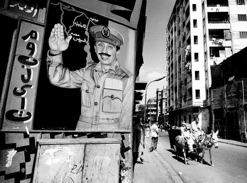 President Anwar el Sadat in the front of a house, 1976