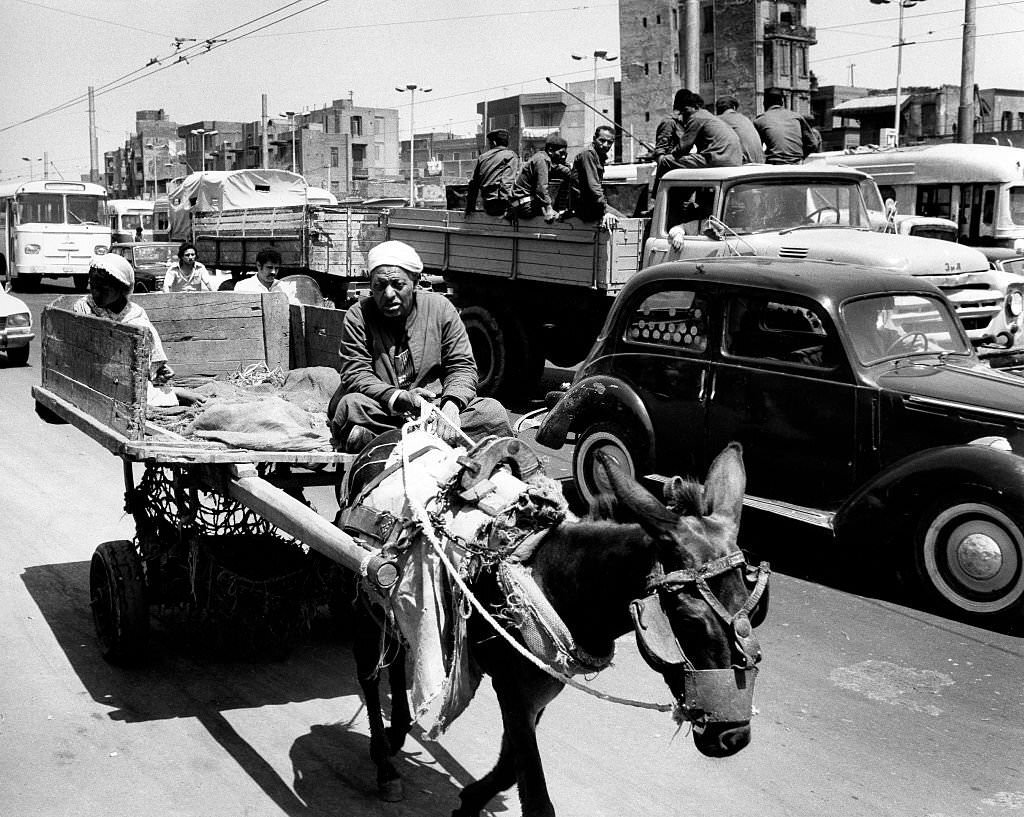 Heavy traffic in Cairo, 1976