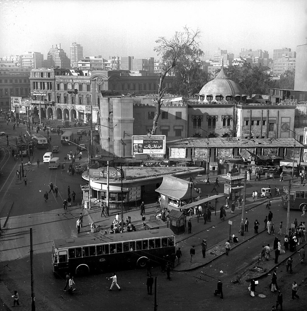 The coach station, Ataba square in Cairo, 1976