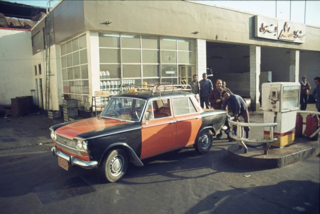 Gas station in Cairo, 1976