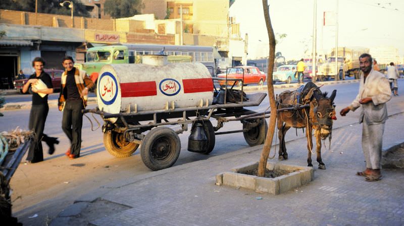 Esso fuel oil vendor and donkey, Cairo, Egypt