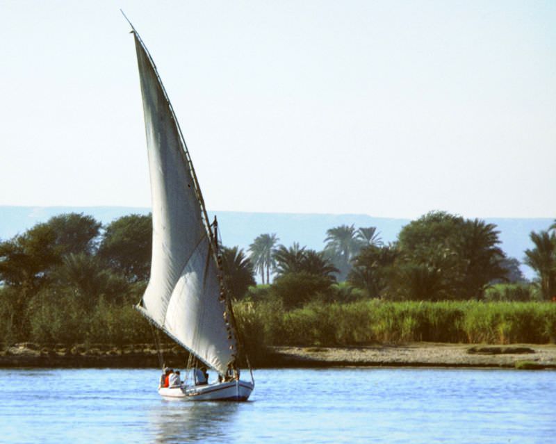 Felucca sailboat on River Nile, Aswan, Egypt