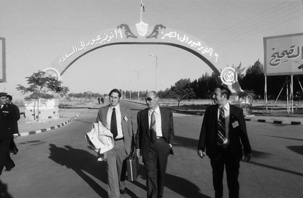 Moshe Dayan during the peace process between Israel and Egypt in Isamilia in December 1977, Egypt.