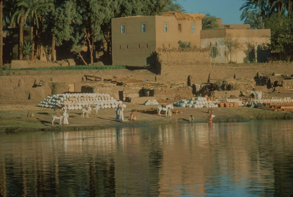 A jar factory on the banks of the Nile river, 1970s.