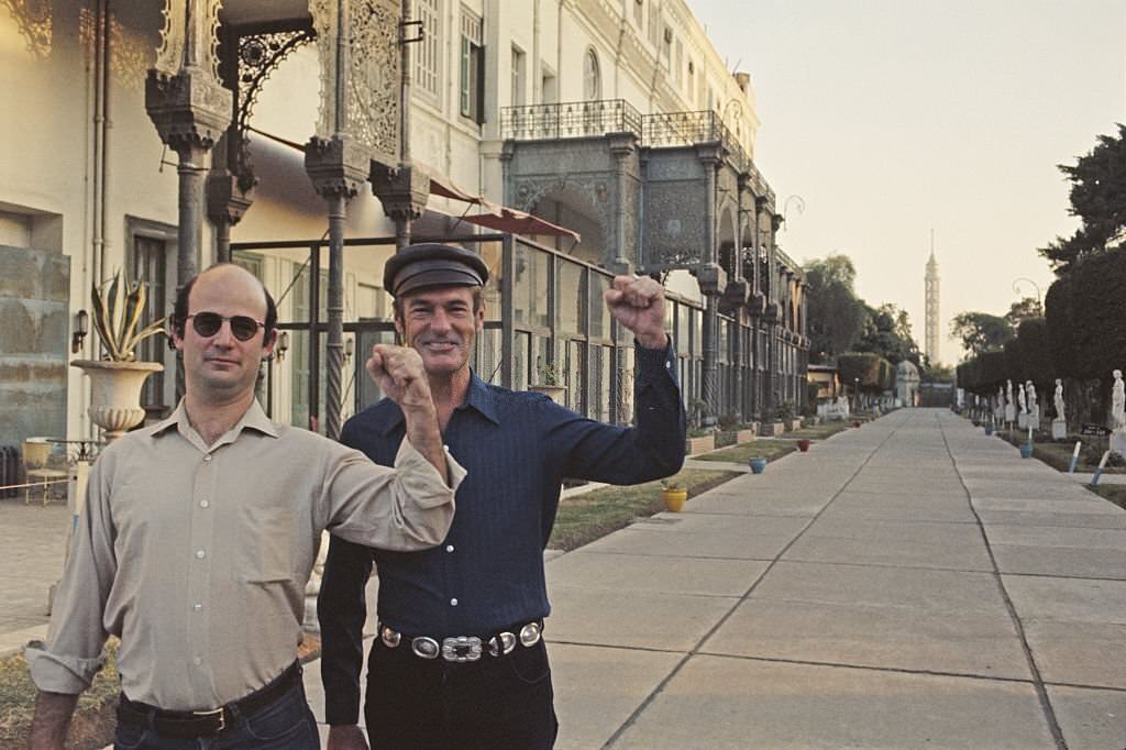 American psychologist and author, Timothy Leary with his associate Martin Kenner in Cairo, Egypt in October 1970