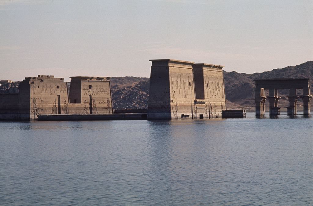 Located on the island of Philae in the River Nile in Egypt and flooded by construction of the Aswan Low Dam.