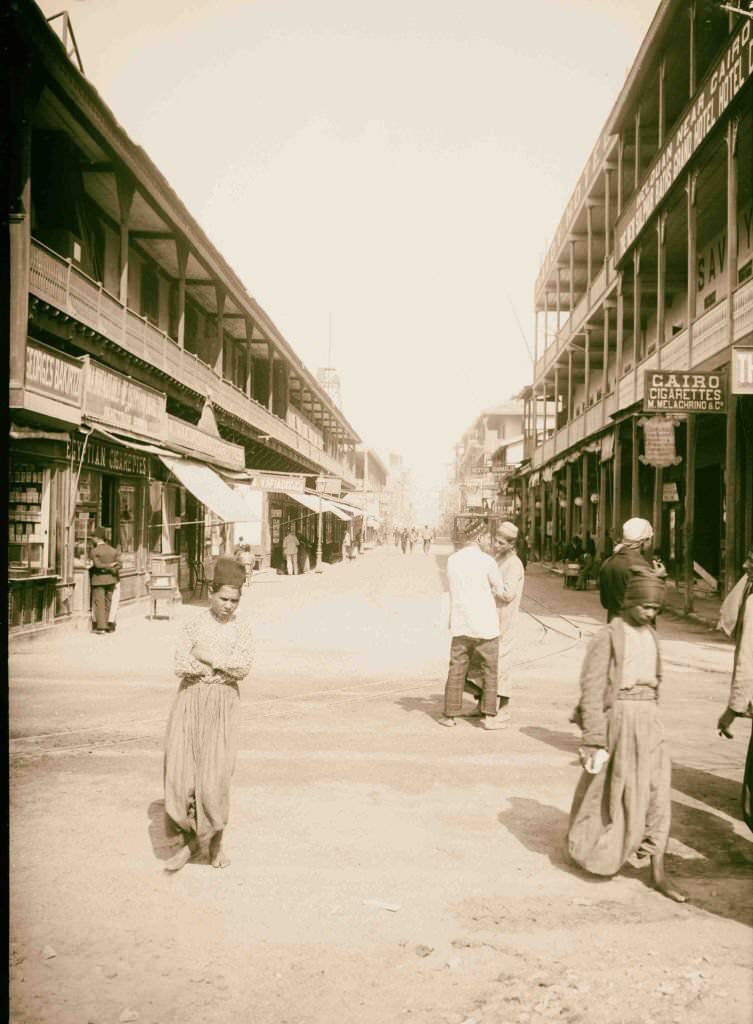 Main street of Port Said, Egypt, 1900.