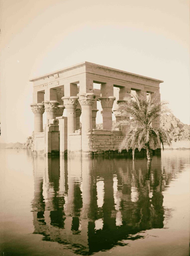 Kiosk at Philae, looking S.W., taken from a boat. 1900, Egypt.