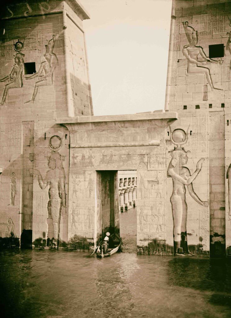 Entance gateway in 1st pylon, of Temple of Isis, 1900.