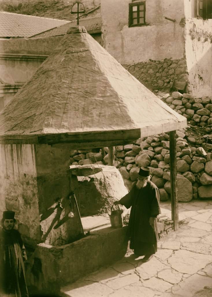 Sinai via the Red Sea, Tor, and Wady Hebran. The old well [Monastery of St. Catherine] in Sinai, Egypt, 1900.