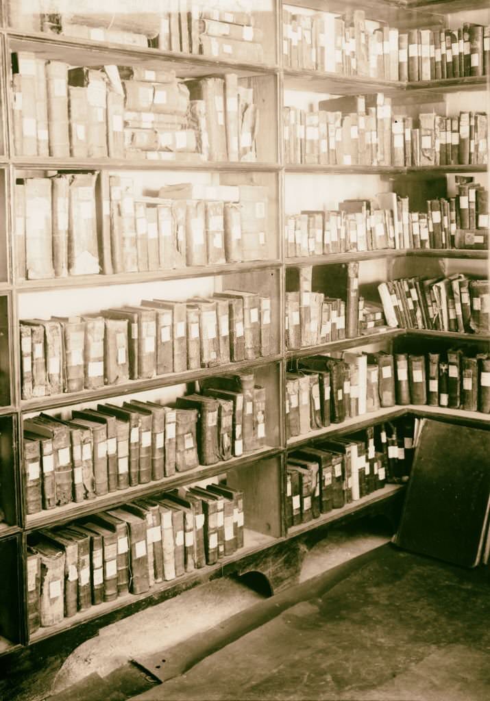 The famous library [Monastery of St. Catherine] in Sinai, Egypt, 1900.