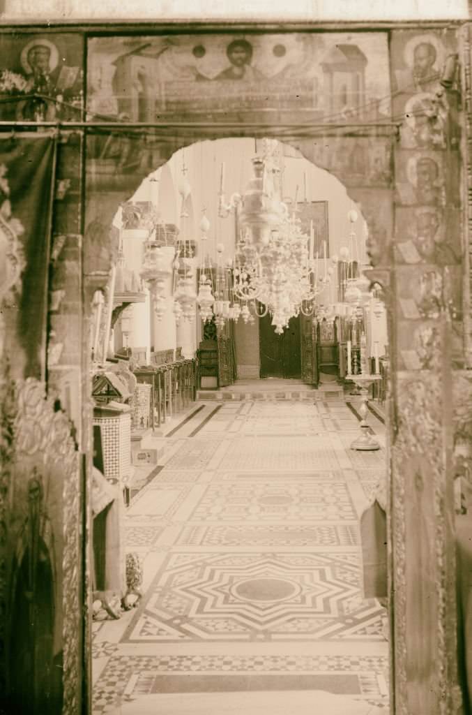 Interior of the church seen from the apse [Monastery of St. Catherine] in Sinai, Egypt, 1900.