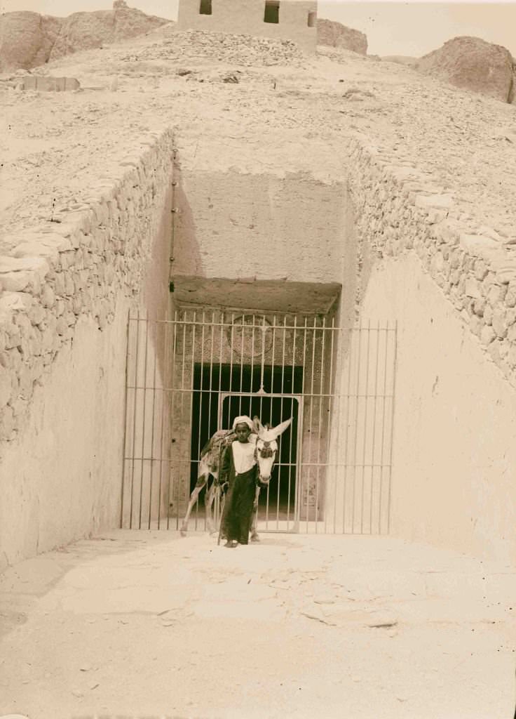 Entrance to a royal tomb in Thebes, Egypt, 1900s.