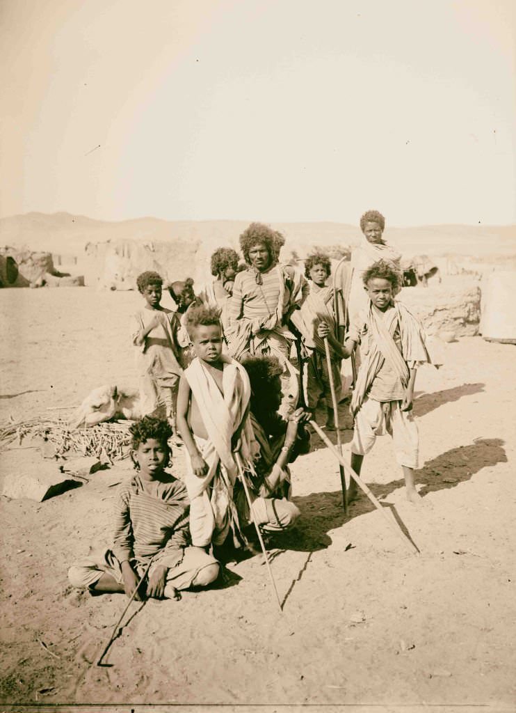 Group of Bisharin men, Egypt, 1900s