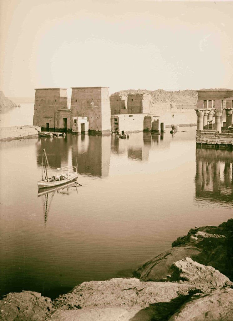 Temple of Isis at Philae looking N.W. 1900, Egypt