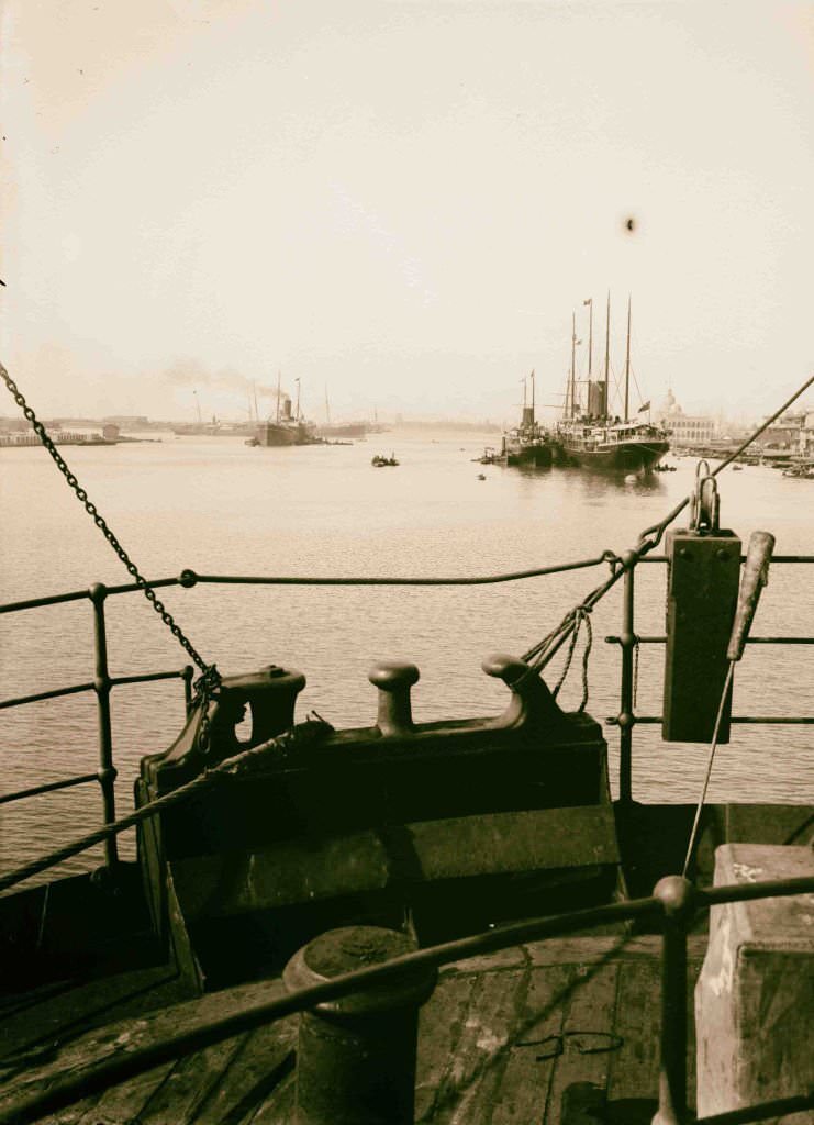 Port Said Harbour and entrance of Suez Canal, 1900s