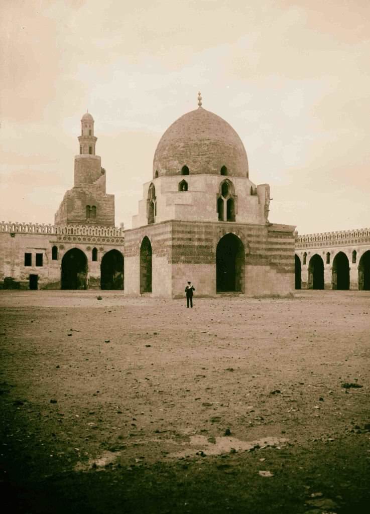 Court of Mosque of Ibn Touloun in Cairo, Egypt, 1900s.