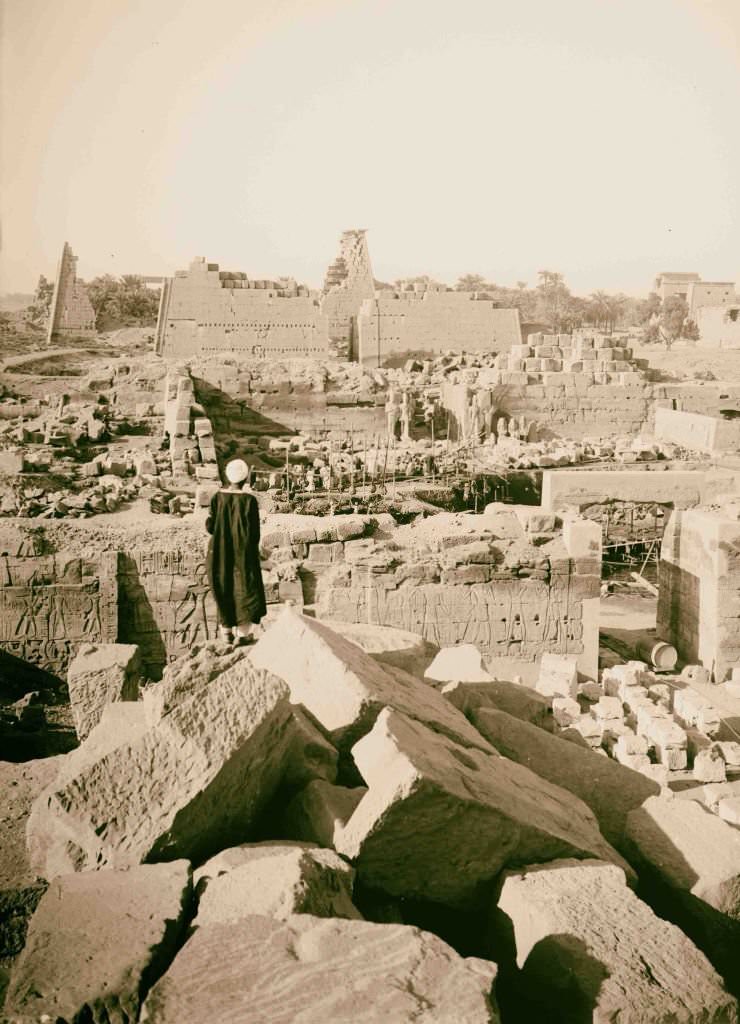 Seventh and eighth pylons, Karnak, Egypt, 1900s.
