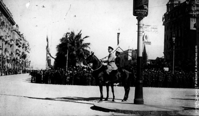 General Edmund Henry Hynman Allenby (1861 – 1936), High Commisioner in Egypt from 1919–1925, taking the salute in Cairo.