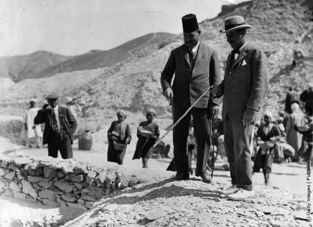 British archaeologist Howard Carter (1874 – 1939) at Tutankhamen's tomb.