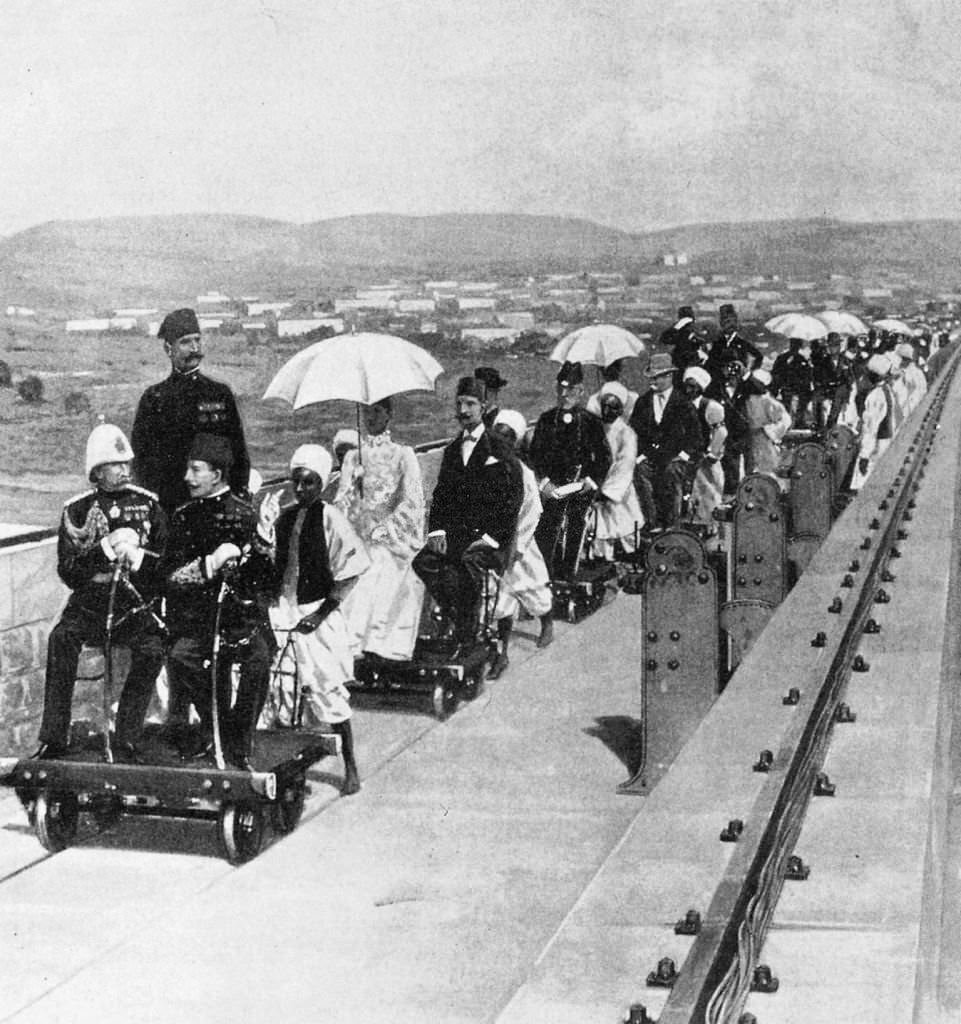 Inauguration of the Aswan dam in 1902.