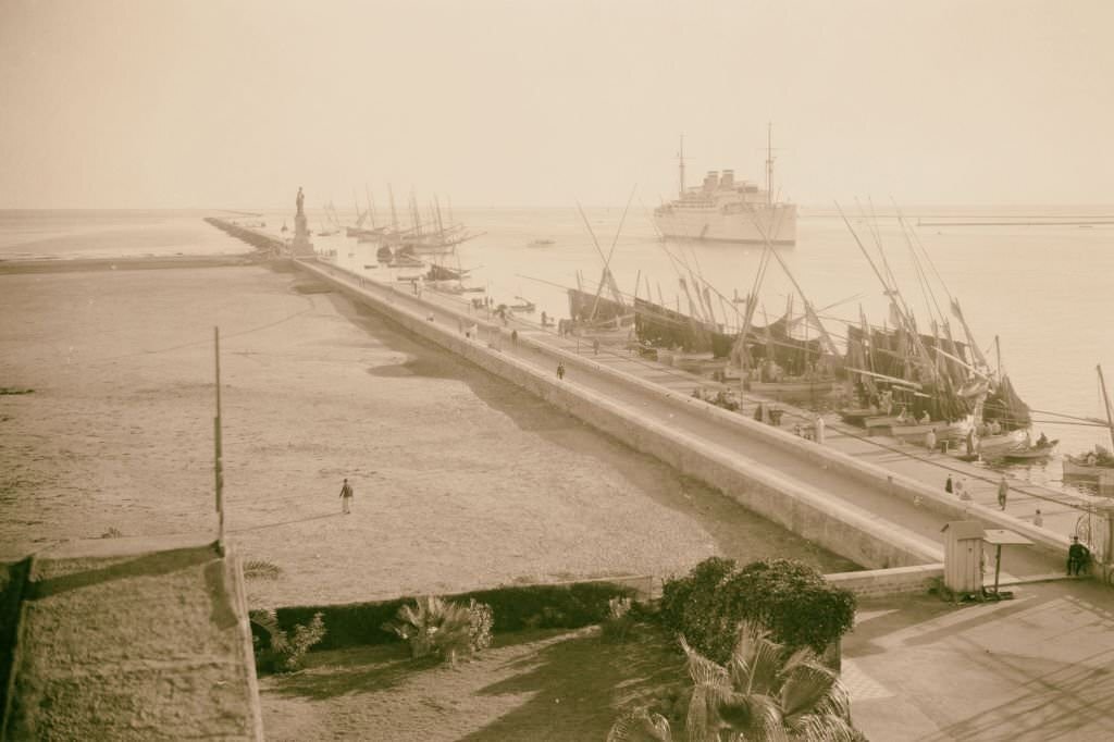 Port Said harbor and entrance of Suez Canal, 1900