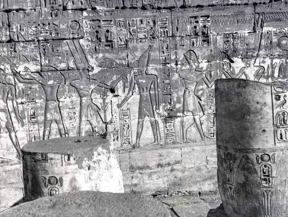 The Mortuary Temple of Ramesses III at Medinet Habu is an important New Kingdom period structure in the West Bank of Luxor in Egypt, 1900