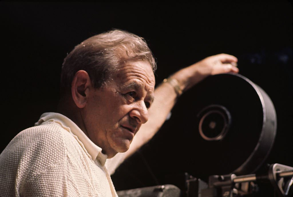 Director William Wyler during the filing of 'Funny Girl', 1968.