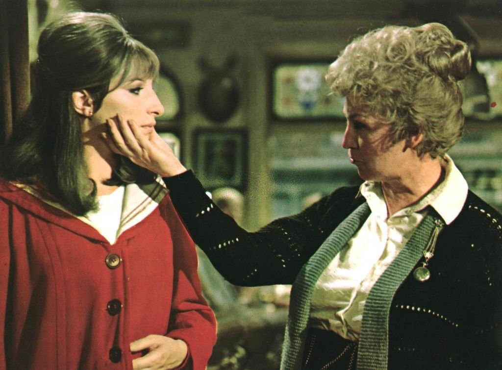 Barbra Streisand, Kay Medford Fanny (Barbra Streisand) is appraised by her mother Rose (Kay Medford), 1968.