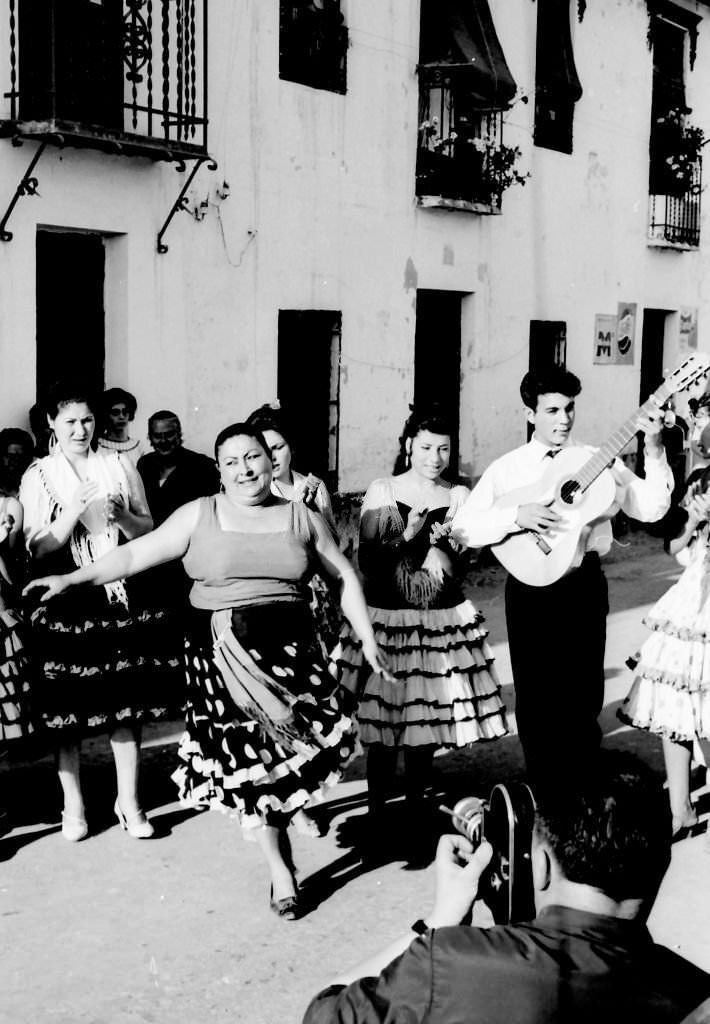 People at he gypsy neighborhood of Sacromonte, Granada, Spain, 1966.
