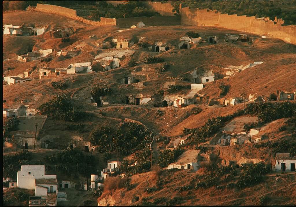 The gypsy grottoes on the slopes above Granada, Spain.