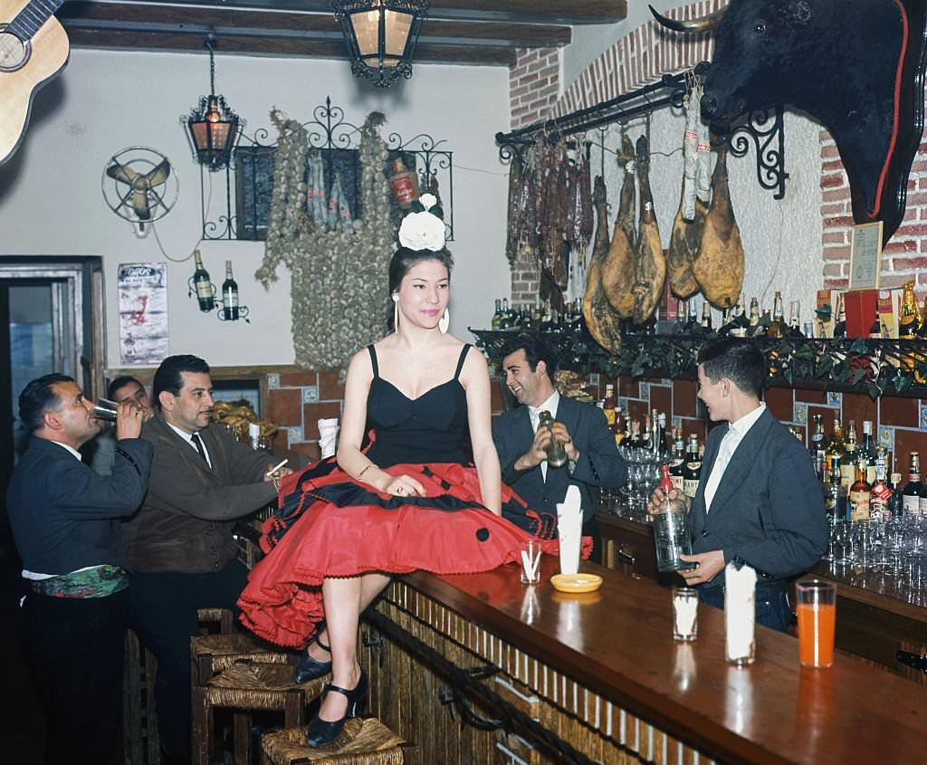 A club with flamenco show, 1964, Granada, Andalusia, Spain.