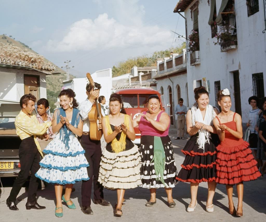 Gypsies in the neighborhood of Sacromonte, 1964, Granada, Andalusia, Spain.