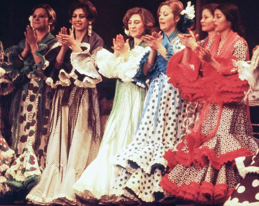 Spanish flamenco dancers, 1964, Granada, Andalusia, Spain.