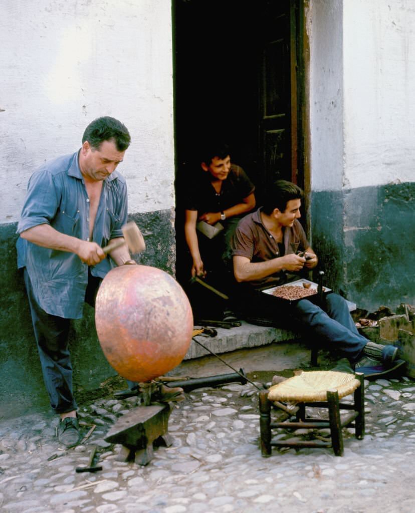 Artisans in the neighborhood of “Albaicin”, Granada, Andalusia, Spain, 1968.