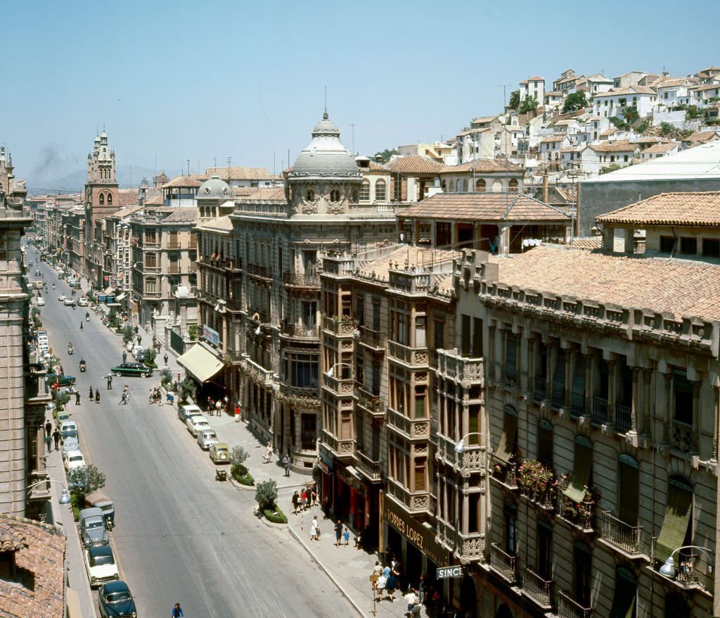 “Gran Via de Colon” in Granada, Andalusia, Spain, 1968.