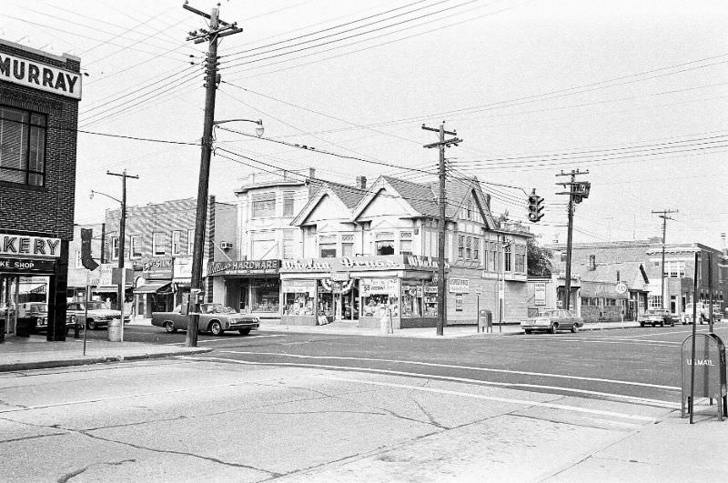 NE corner of Broadway and E Marie St., Hicksville, New York, 1967