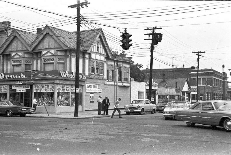NE corner of E Marie St. and Broadway, Hicksville, New York, 1967