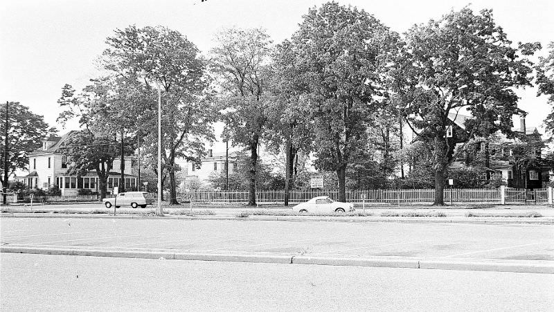 North side of W Marie St. at Jerusalem Ave. Johanna Taliaferro's home to the right, Hicksville, New York, 1967