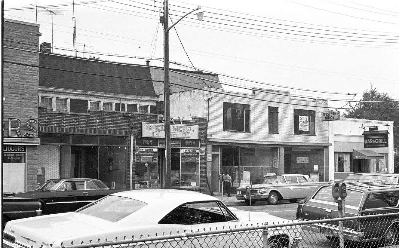 Partial building to the left was on the corner of W Carl St., Hicksville, New York, 1967