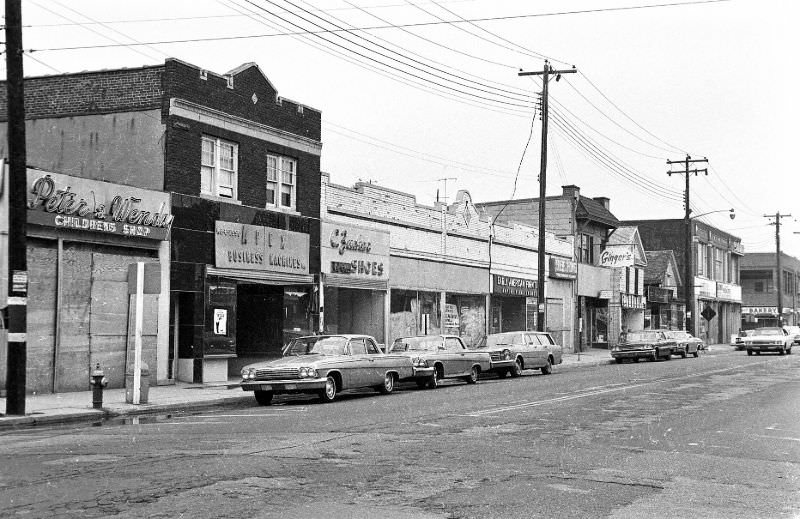 West side of Broadway between W Nicholai St. and W Marie St., Hicksville, New York, 1967