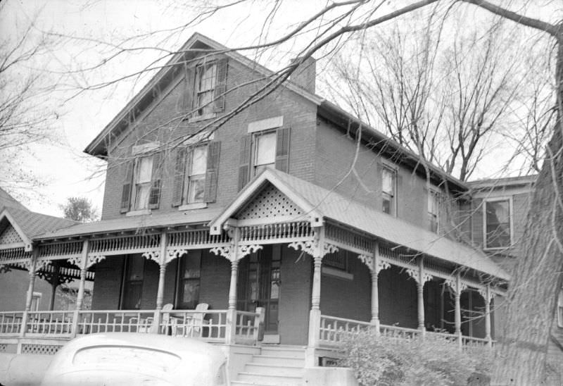 House with gingerbread porch, 700 Block of Vermont St., Lawrence, Kansas, November 1947