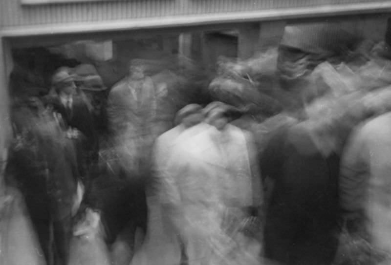 Moving crowd, Kyiv, 1969